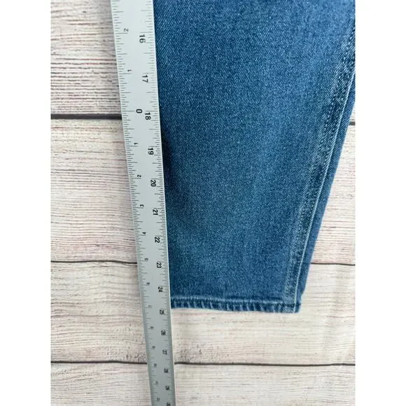Hollister Patchwork Ultra High Rise Mom Jean Juniors 5R 27x27 Blue Medium Wash - Picture 8 of 8